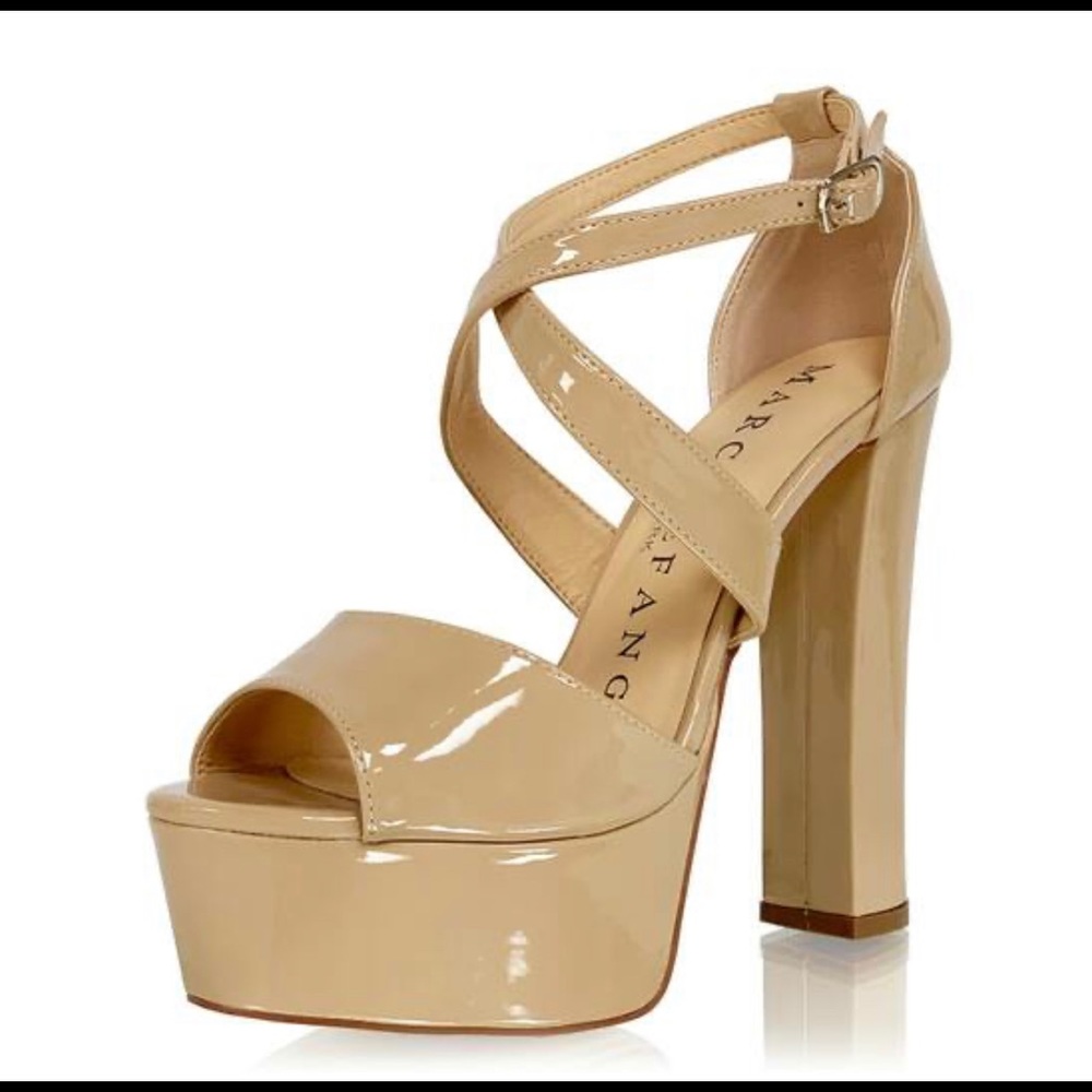 MARC DEFANG 6" nude pageant heels w/ 2" platform
